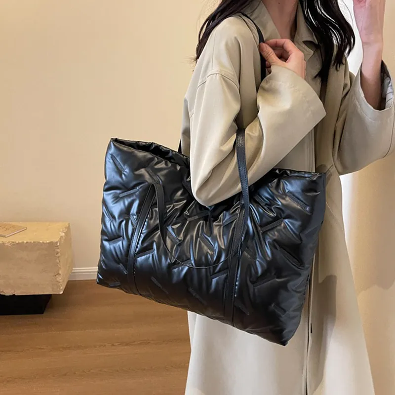 SURELAPTOP Cotton Shoulder Bag Tote Shoulder Bag Large Size Women's White/Black/Green/Silver-6