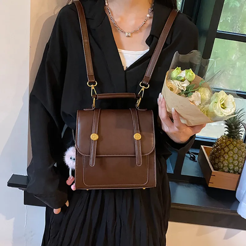 SURELAPTOP Leather PU Backpack Handbag Medium Size Women's Multicolor-37