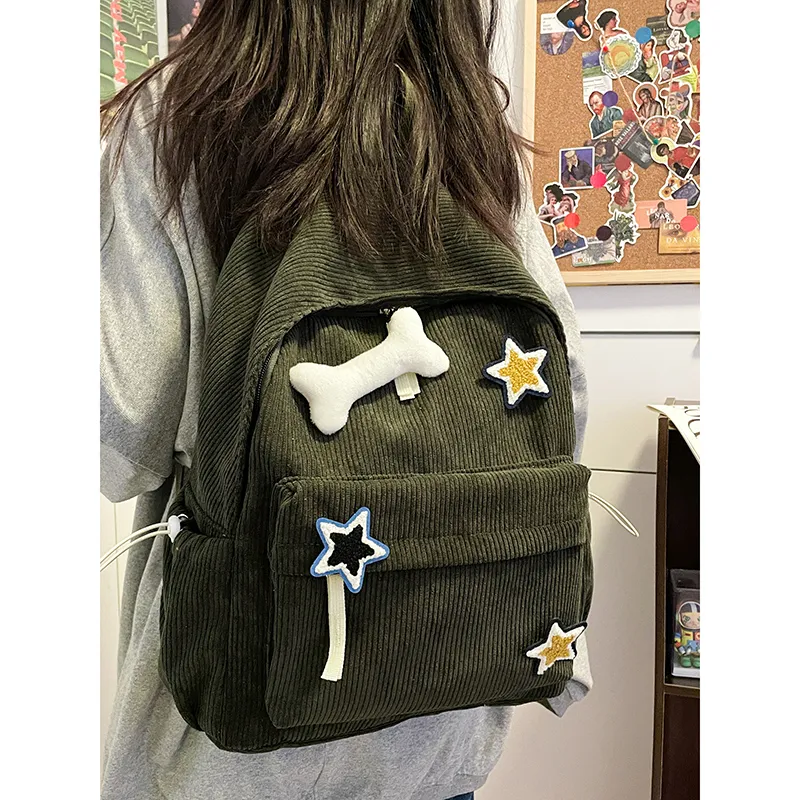 SURELAPTOP Corduroy Backpack Unisex Multicolor-12