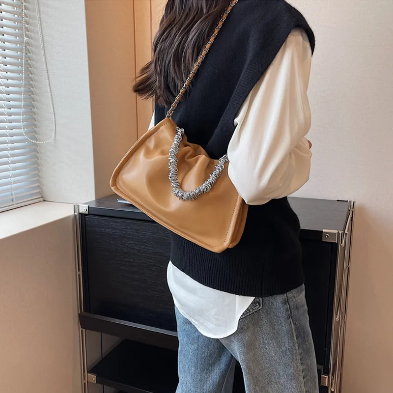 SURELAPTOP PU Shoulder Bag, Crossbody Bag Regular Women's Black/Ecru/Milk Tea/Taro Purple/Silver-4
