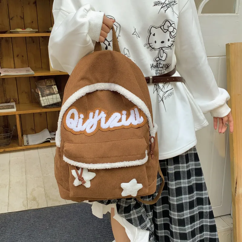 SURELAPTOP Fabric Backpack Regular Women's Black/Coffee-7