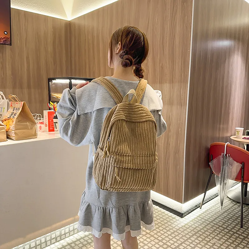 SURELAPTOP Corduroy Backpack Unisex Multicolor-13