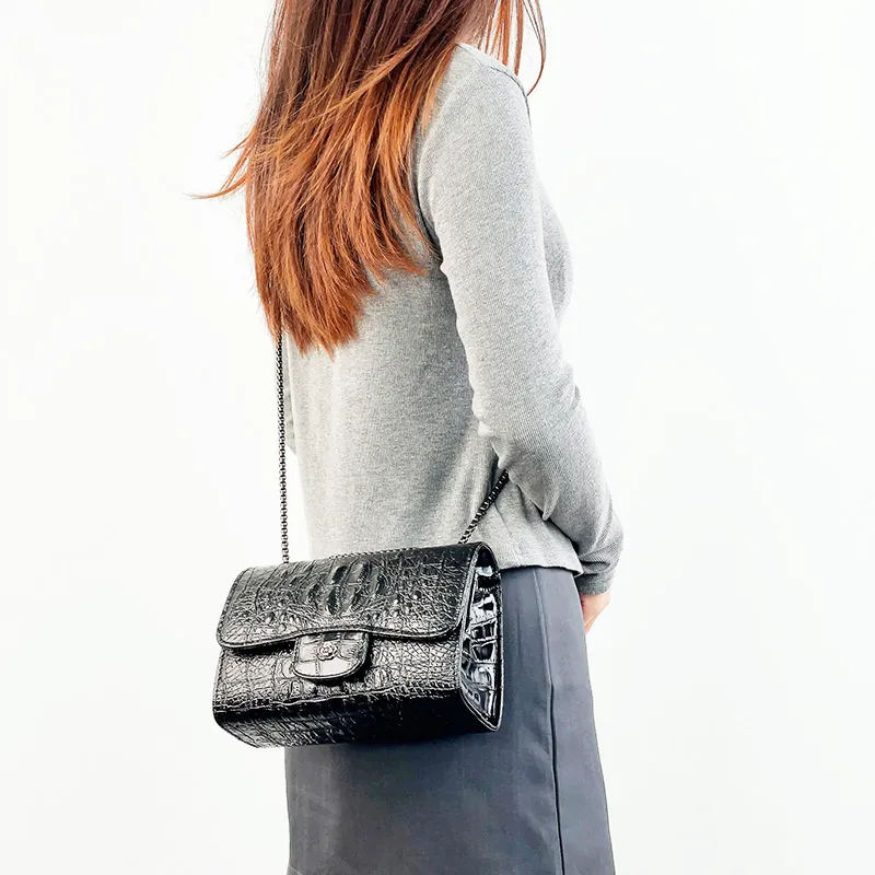 SURELAPTOP PU Shoulder Bag Women's Crocodile D Chan-4
