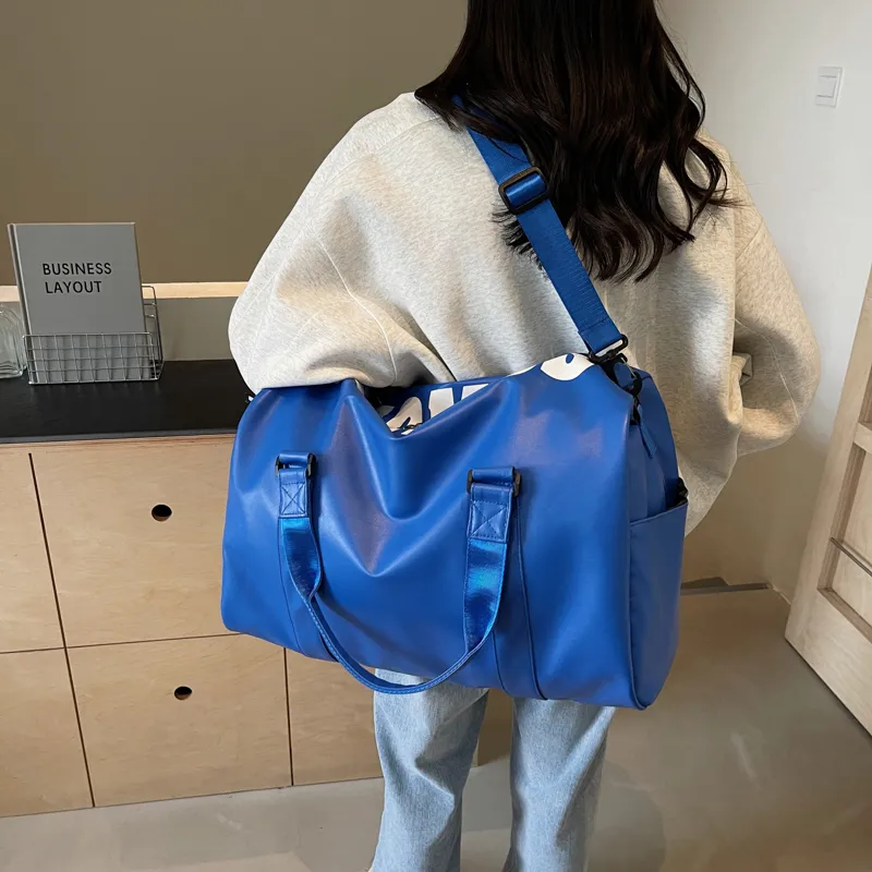 SURELAPTOP PU Portable Crossbody Travel Bag Unisex Silver/Black/Blue-13