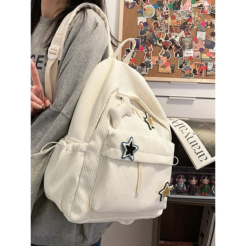 SURELAPTOP Corduroy Backpack Unisex Multicolor-1