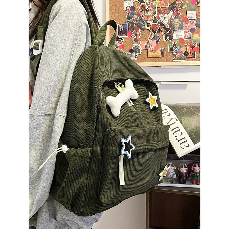SURELAPTOP Corduroy Backpack Unisex Multicolor-11