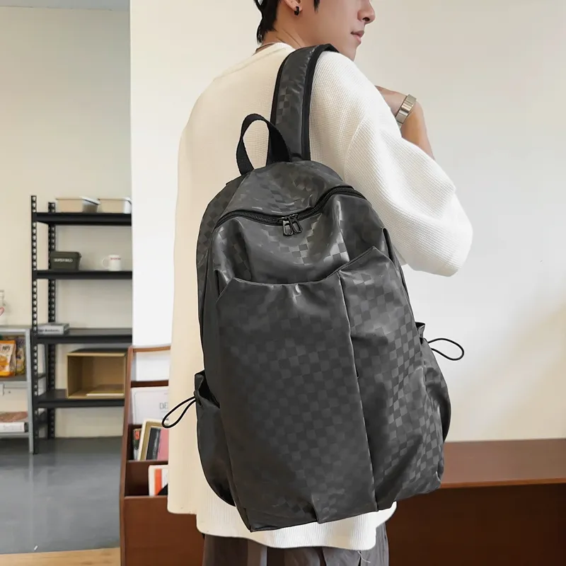 SURELAPTOP PU Backpack Regular Unisex Black/Blue/Silver/Gray-14