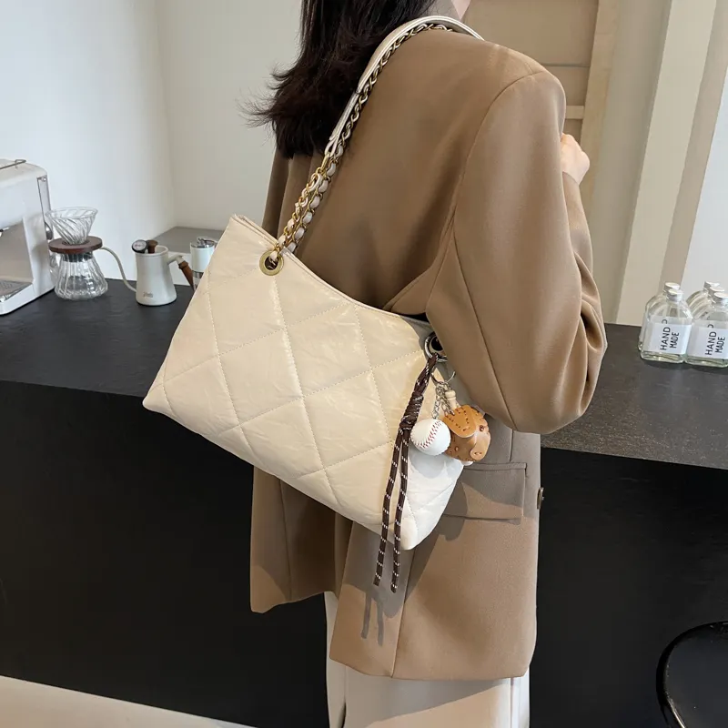 SURELAPTOP PU Shoulder Bag Regular Women's Ecru/Black/Coffee-2