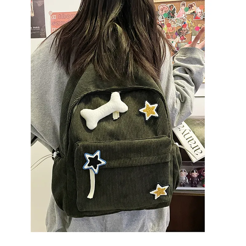 SURELAPTOP Corduroy Backpack Unisex Multicolor-14