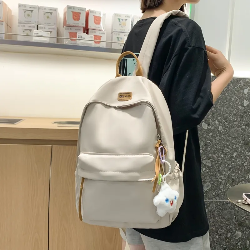 SURELAPTOP Nylon Backpack Unisex White/Black/Yellow/Blue-1