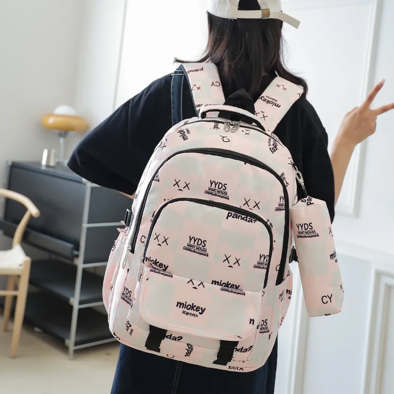 SURELAPTOP Oxford Laptop Backpack Regular Unisex Black/Gray/Pink/Blue-8