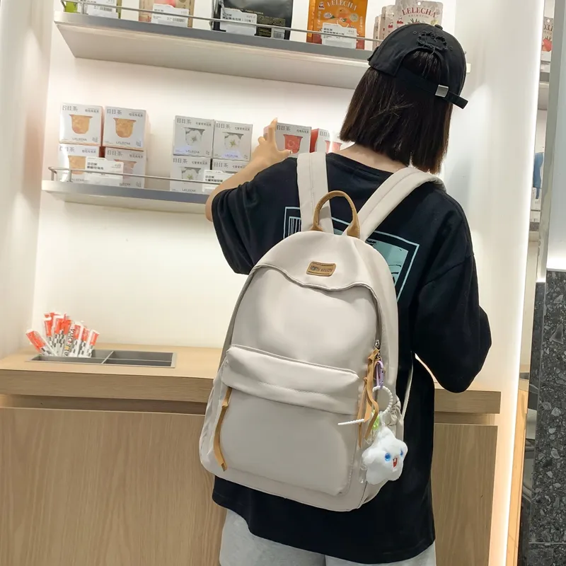SURELAPTOP Nylon Backpack Unisex White/Black/Yellow/Blue-2