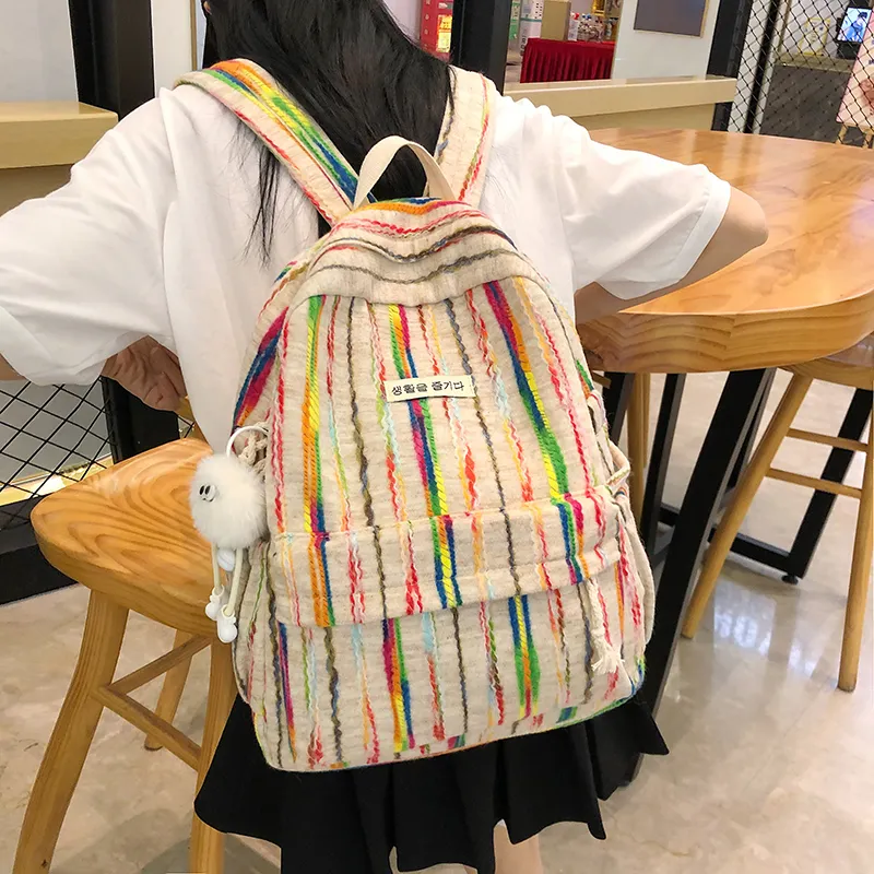 SURELAPTOP Nylon Backpack Women's Rainbow-4