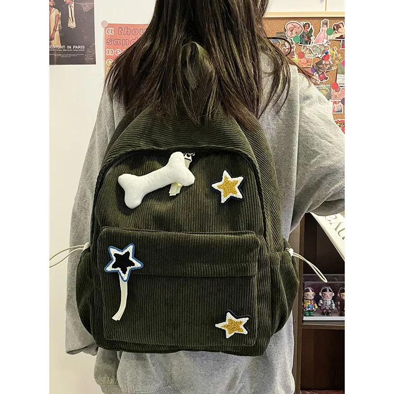 SURELAPTOP Corduroy Backpack Unisex Multicolor-13