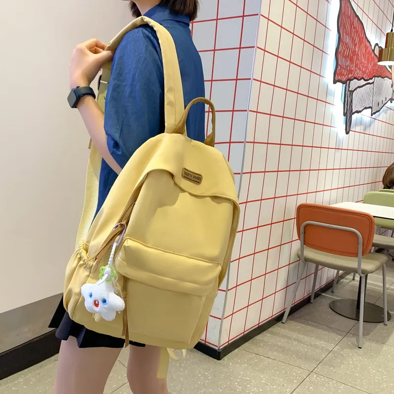 SURELAPTOP Nylon Backpack Unisex White/Black/Yellow/Blue-8