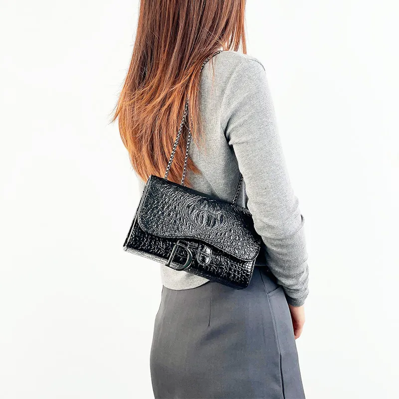 SURELAPTOP PU Shoulder Bag Women's Crocodile D Chan-10