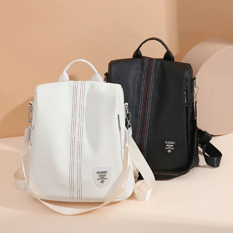 SURELAPTOP Oxford Backpack Unisex Apricot Almond/Black-3