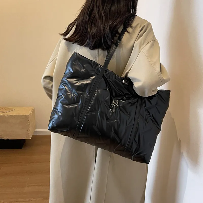 SURELAPTOP Cotton Shoulder Bag Tote Shoulder Bag Large Size Women's White/Black/Green/Silver-7