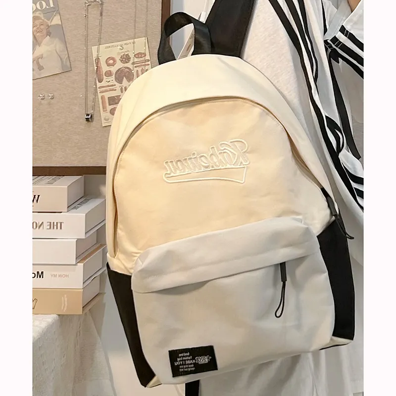 SURELAPTOP Nylon Backpack Unisex Red Blue/Black/Apricot-10