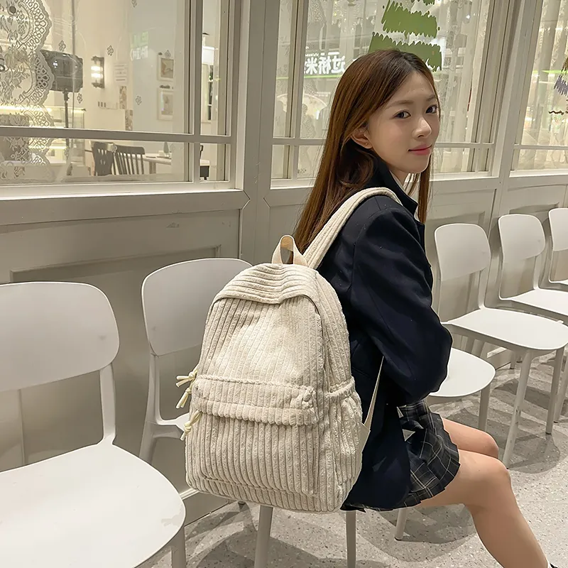 SURELAPTOP Corduroy Backpack Unisex Multicolor-4