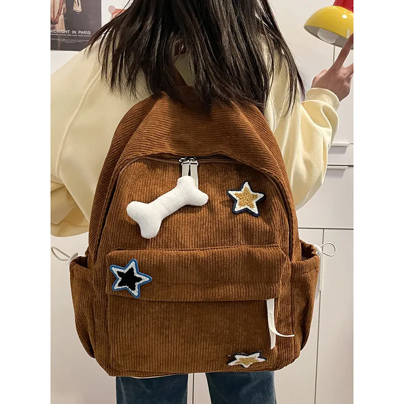 SURELAPTOP Corduroy Backpack Unisex Multicolor-19