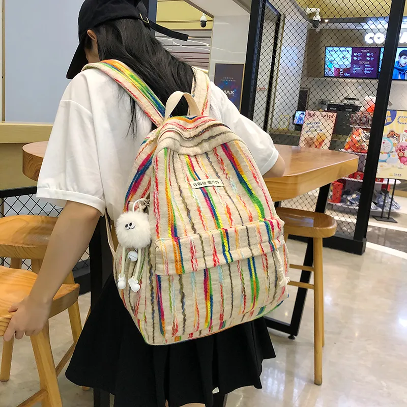 SURELAPTOP Nylon Backpack Women's Rainbow-5