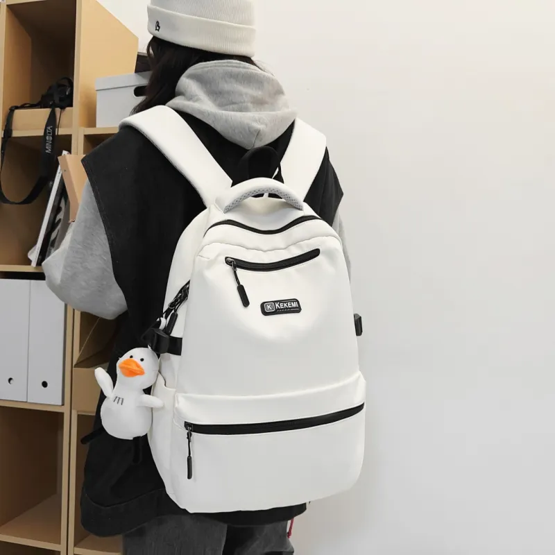 SURELAPTOP Nylon Backpack Unisex Ecru/Black-1