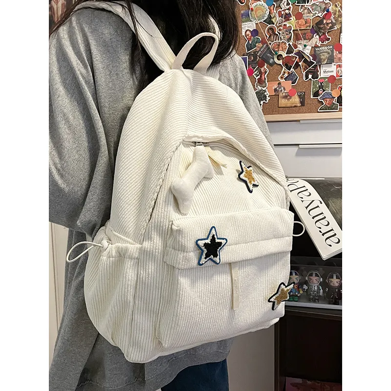 SURELAPTOP Corduroy Backpack Unisex Multicolor-4