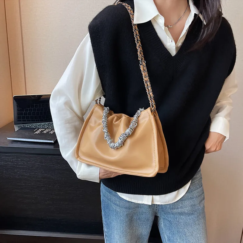 SURELAPTOP PU Shoulder Bag, Crossbody Bag Regular Women's Black/Ecru/Milk Tea/Taro Purple/Silver-2