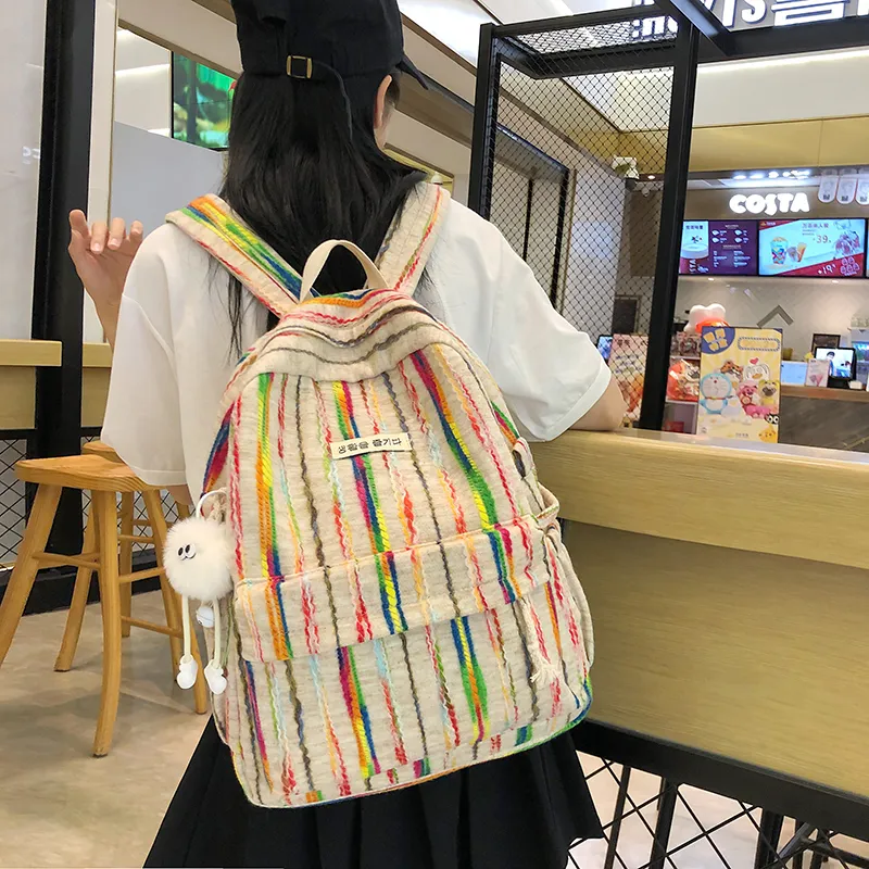 SURELAPTOP Nylon Backpack Women's Rainbow-1