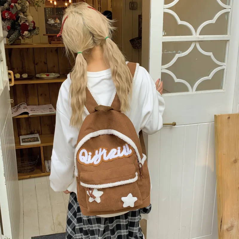 SURELAPTOP Fabric Backpack Regular Women's Black/Coffee-11