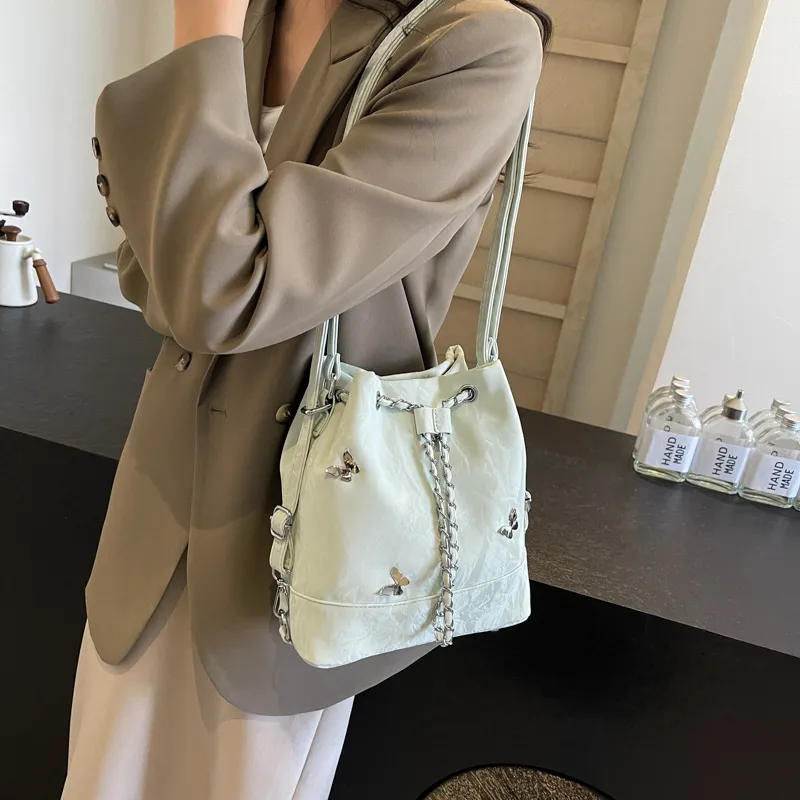 SURELAPTOP PU Backpack Shoulder Bag Regular Women's Black/Ecru/Silver/Green-26