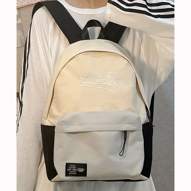 SURELAPTOP Nylon Backpack Unisex Red Blue/Black/Apricot-11