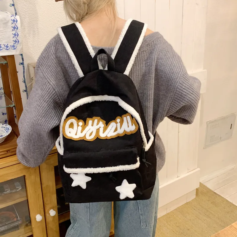 SURELAPTOP Fabric Backpack Regular Women's Black/Coffee-5