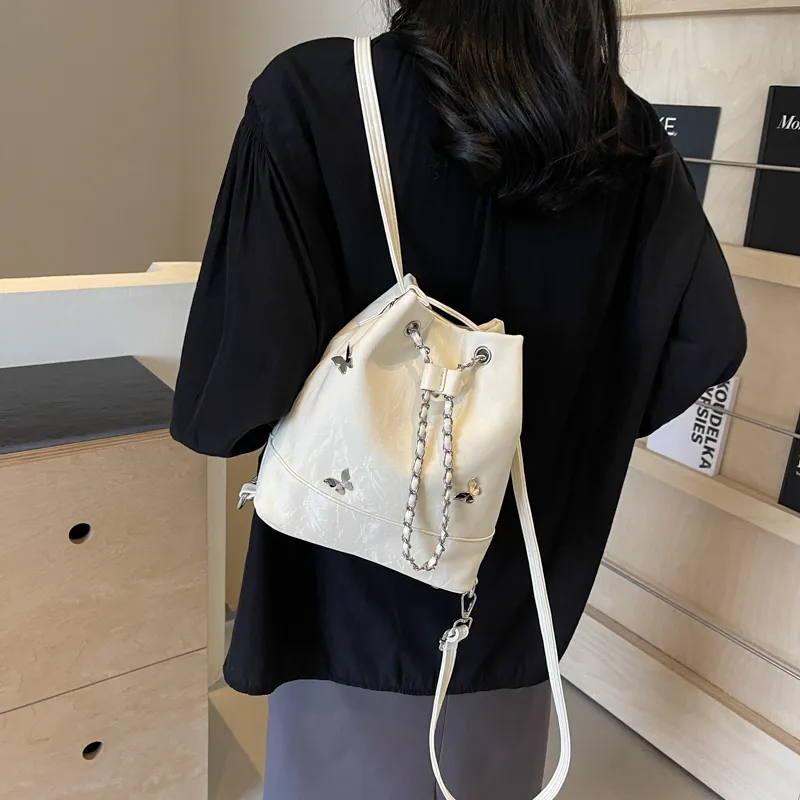 SURELAPTOP PU Backpack Shoulder Bag Regular Women's Black/Ecru/Silver/Green-20