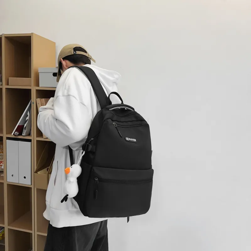 SURELAPTOP Nylon Backpack Unisex Ecru/Black-5