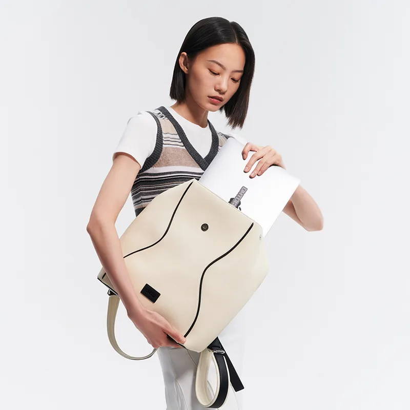OMTO PVC Polyvinyl Chloride Backpack Regular Unisex Oat Bran-7