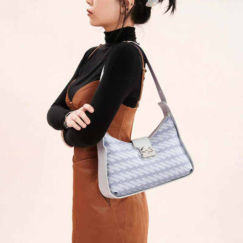 OMTO PVC With Microfiber Shoulder Bag Women's Galaxy Gray-5