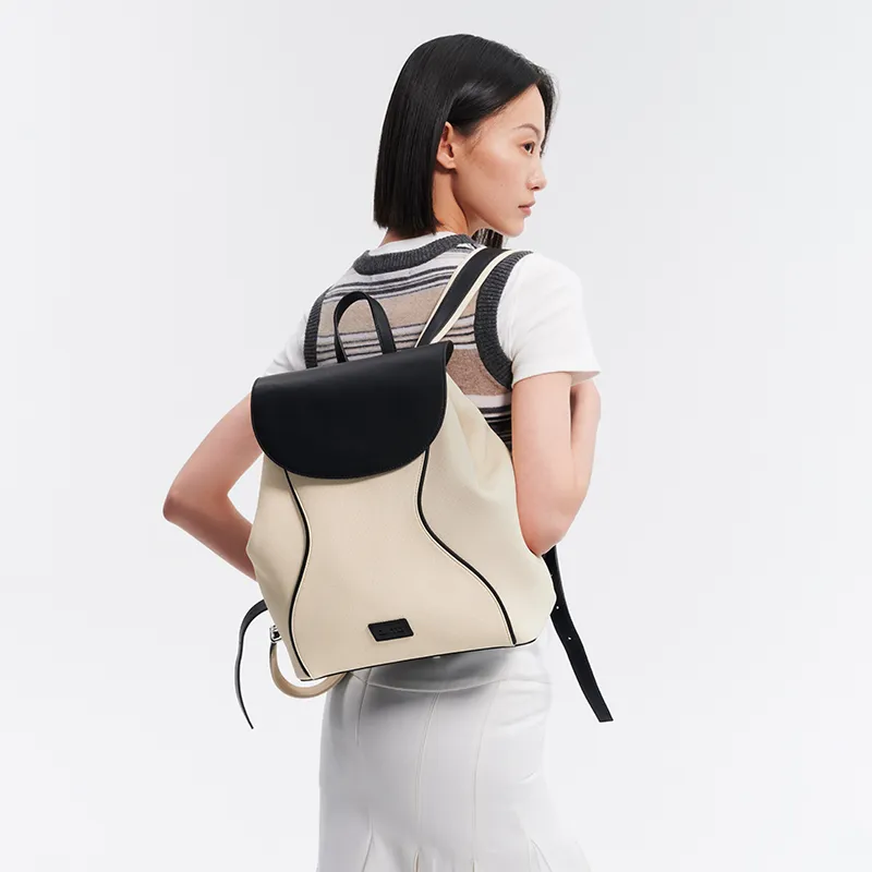 OMTO PVC Polyvinyl Chloride Backpack Regular Unisex Oat Bran-6