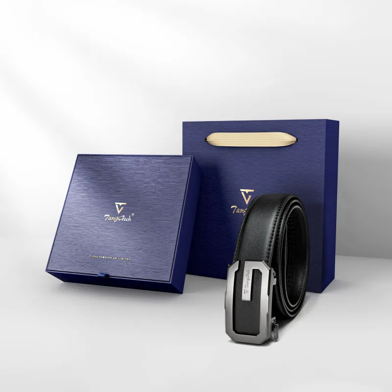 TangGuh Cow Leather Men's Pants Belt Men's Black Standard Width 3.5cm-1