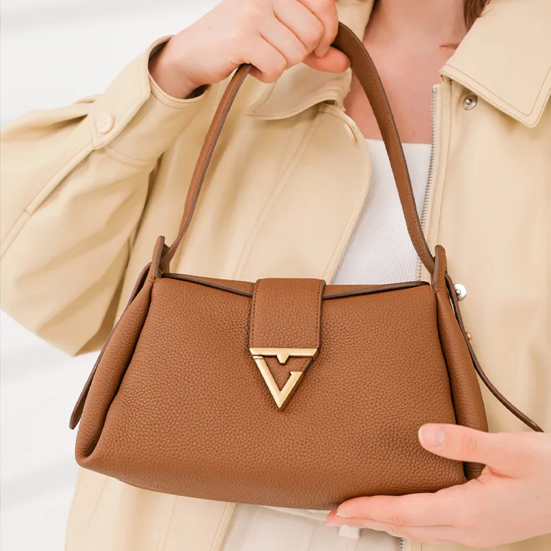 TangGuh Cow Leather Handbag Shoulder Bag Small Size Women's Brown/Black-7
