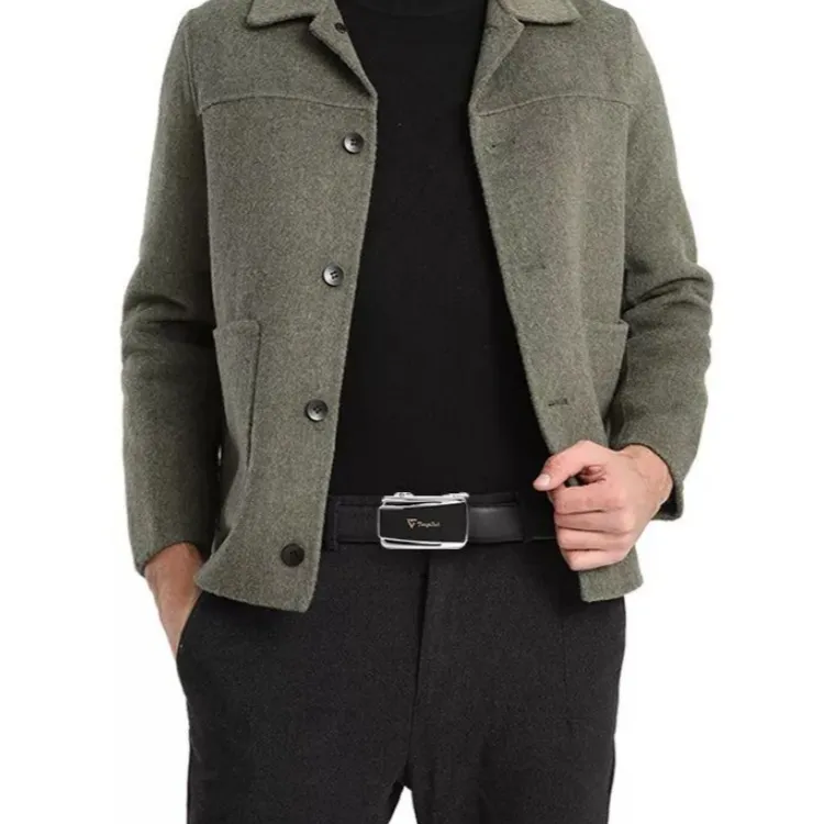 TangGuh Genuine Leather Automatic Buckle Casual Suit Pants With Belt Belt Men's 3.5cm Width-7