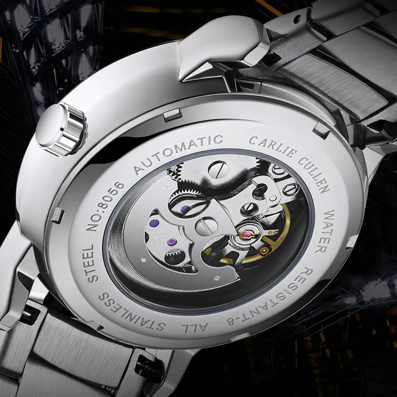 CARLIECULLEN Black Knight Series Automatic Mechanical Movement Stainless Steel Watchband Watch Men's Watches Black Dial-36