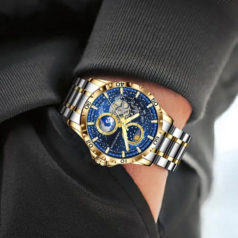 CARLIECULLEN Automatic Mechanical Movement Stainless Steel Watchband Watch Men's Watches Blue Dial-22