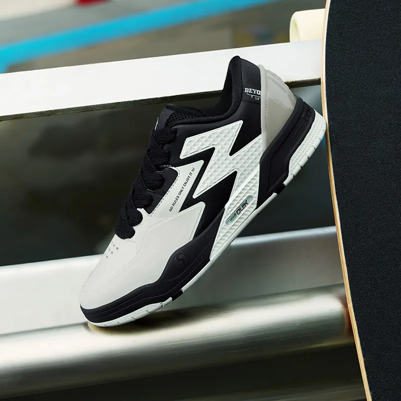 361° BIG3 Anti-Slip Wear-Resistant Low-Top Skateboard Shoes Men's Black White-5