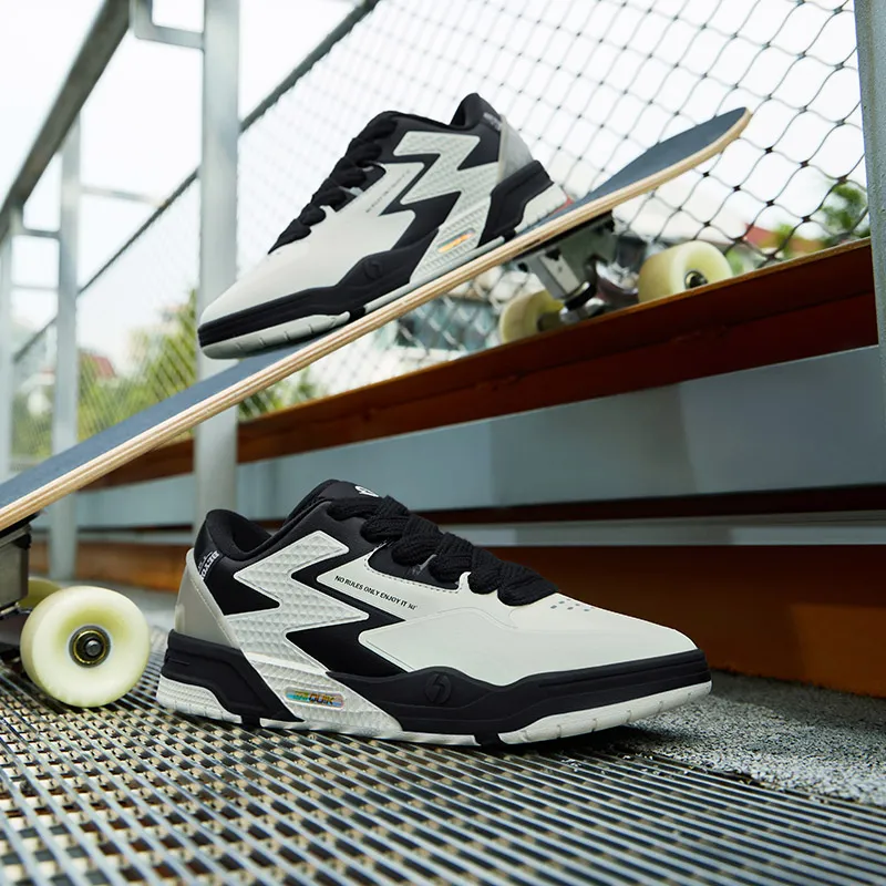361° BIG3 Anti-Slip Wear-Resistant Low-Top Skateboard Shoes Men's Black White-6