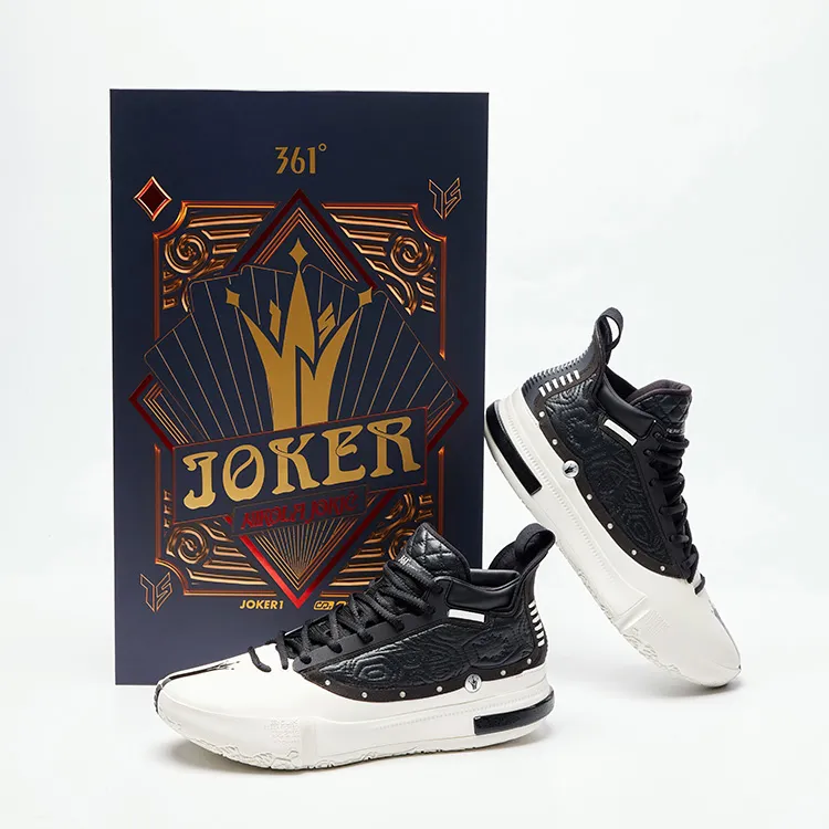 361° Joker Yokei Generation One Basketball Shoes Men High Top Obsidian Black/Feather White-2