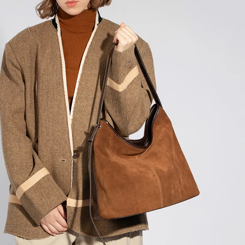 VENOF Genuine Cow Leather Commute Tote Shoulder Bag Women's Natural Brown/Lazy Coffee Brown/Shelle Green-8