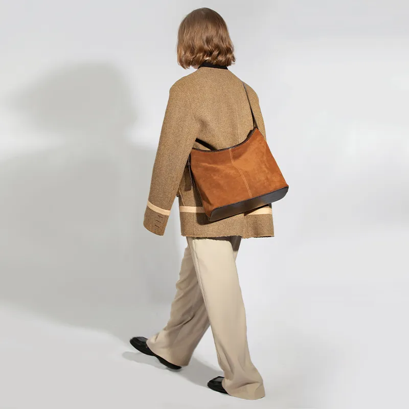 VENOF Genuine Cow Leather Commute Tote Shoulder Bag Women's Natural Brown/Lazy Coffee Brown/Shelle Green-10