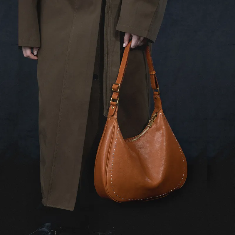 VENOF Genuine Cow Leather Shoulder Bag For Women's Women's Effortless Coffee Brown/Comfortable Brown-12